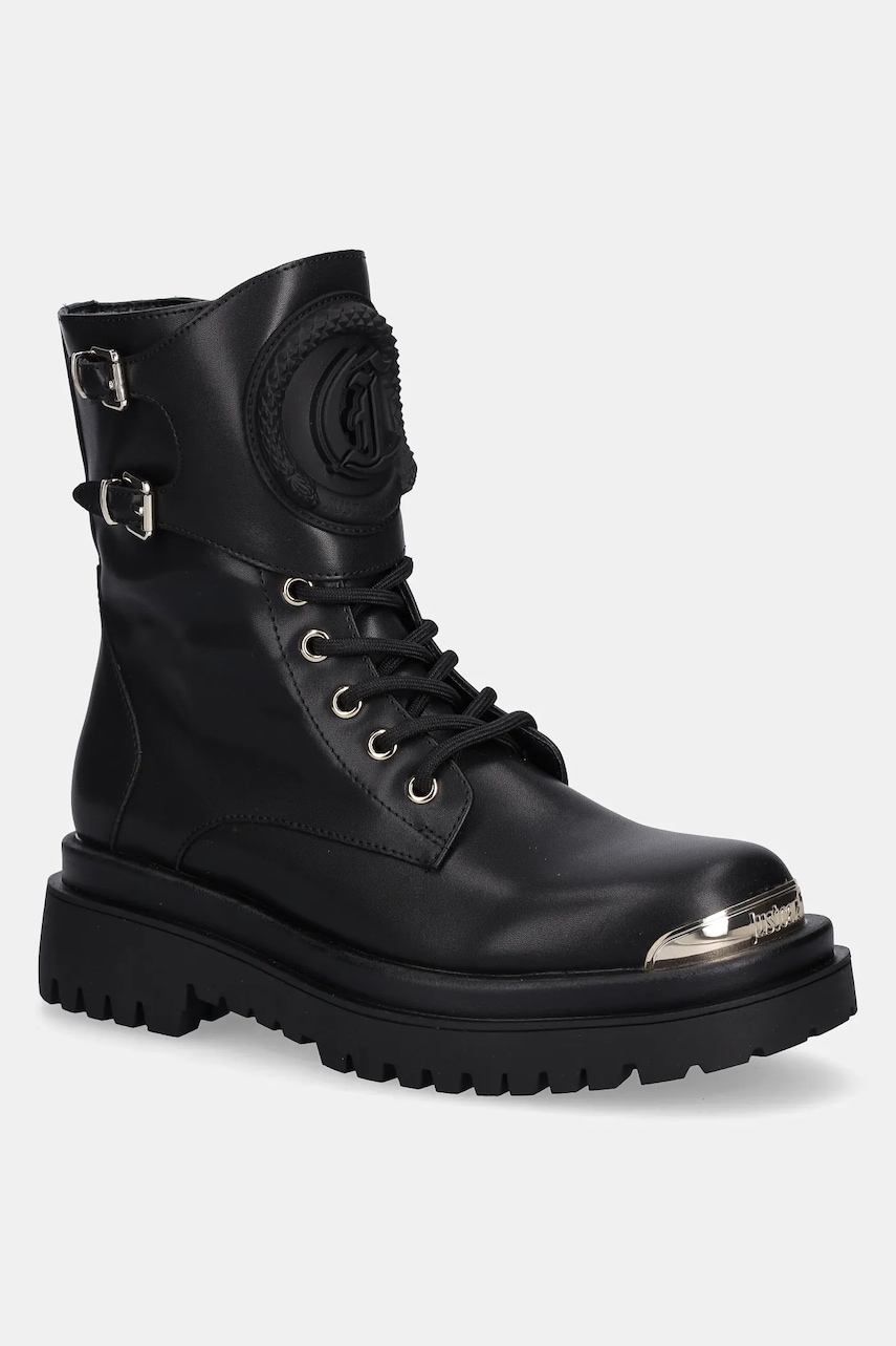 Just Cavalli botine culoarea negru, cu toc plat, 79RA3S92ZSD48899