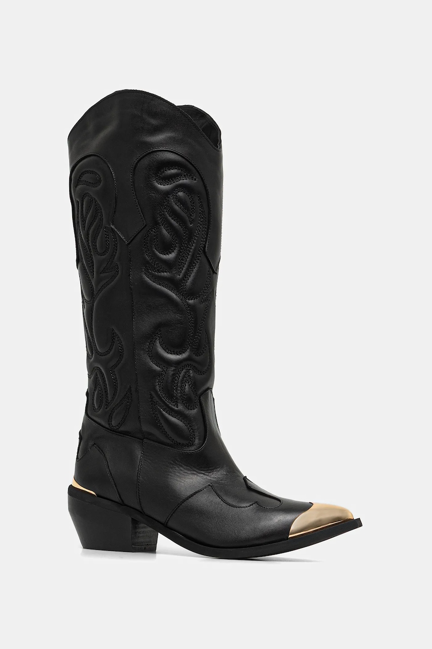 Just Cavalli cizme de piele culoarea negru, cu toc plat, 79RA3S59ZPB20899