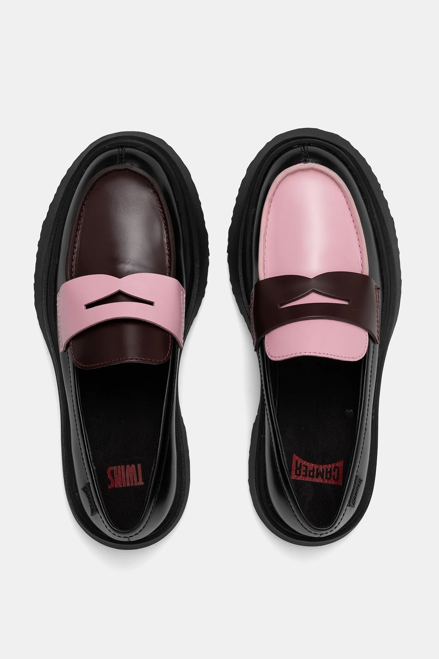 Camper mocasini de piele TWS culoarea negru, cu platformă, K201116-042