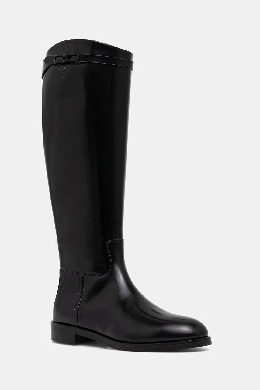 Emporio Armani ghete de piele culoarea negru, cu toc plat, EW002913 AF17517 UC001