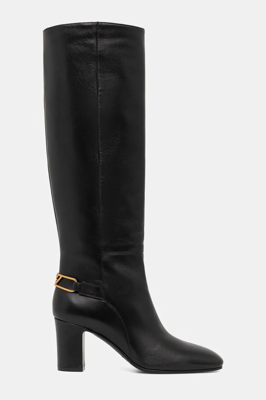 Кожаные сапоги Emporio Armani цвет чёрный каблук кирпичик EW002915 AF14915 UC001 Кожаные сапоги Emporio Armani цвет чёрный каблук кирпичик EW002915 AF14915 UC001