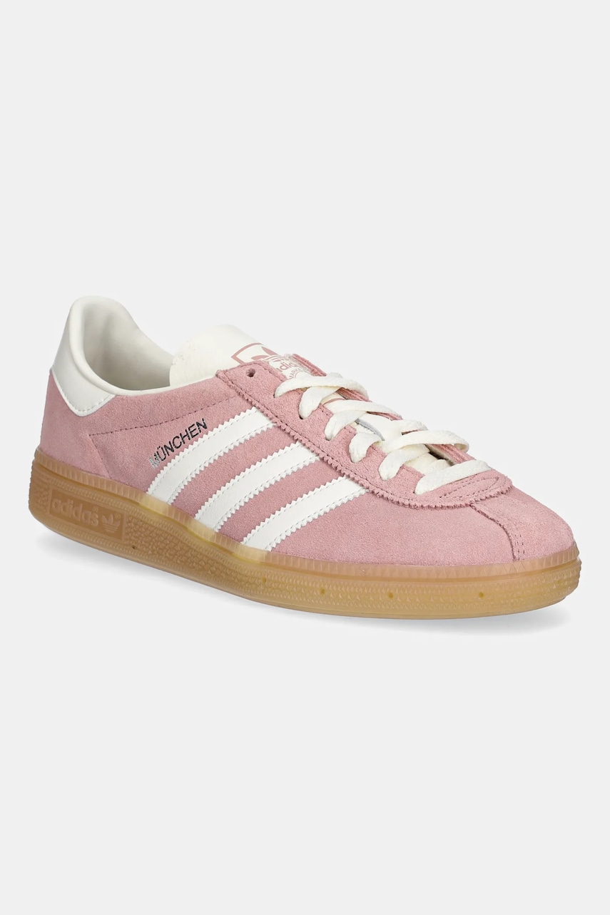 Levně Semišové tenisky adidas Originals Muenchen dámské, růžová barva, JS3992