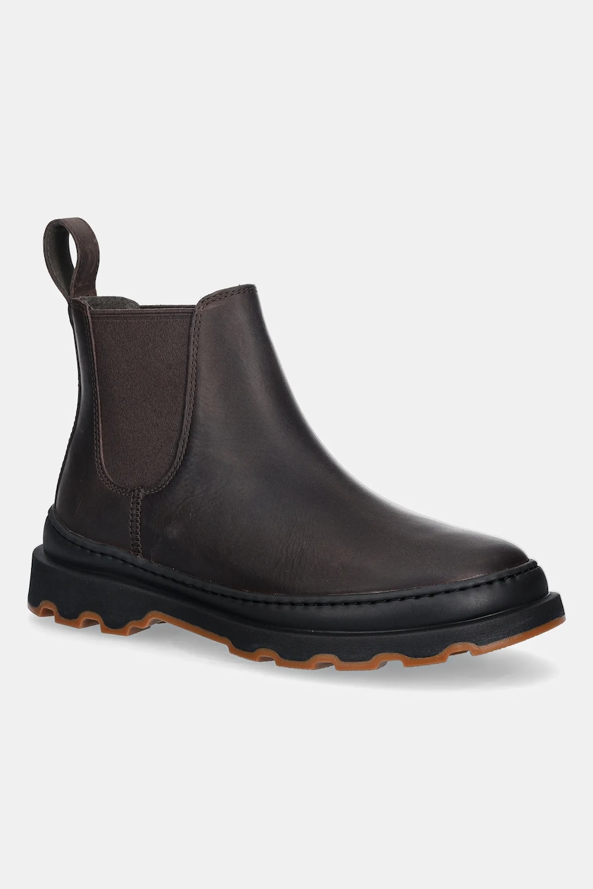 Camper ghete chelsea de piele Brutus+ culoarea maro, cu toc plat, K400818-002