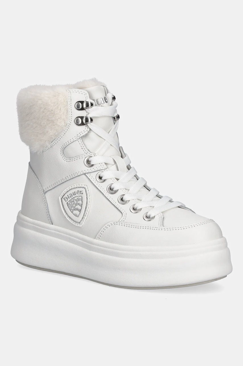 Blauer botine EMERY culoarea alb, cu platformă, izolat, F5EMERY01/LEA