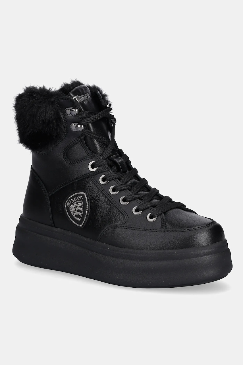 Blauer botine EMERY culoarea negru, cu platformă, izolat, F5EMERY01/LEA