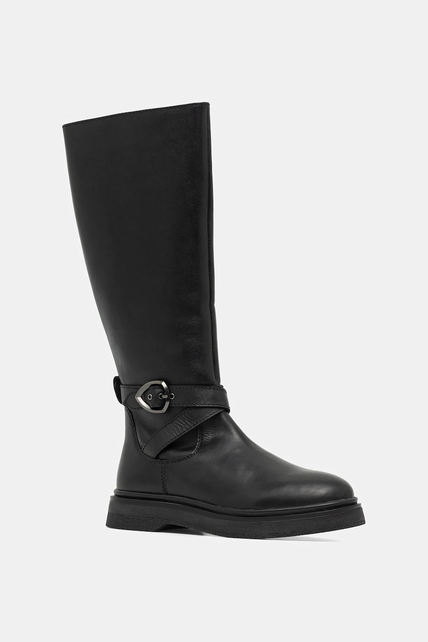 Blauer ghete de piele HANNA culoarea negru, cu toc plat, F5HANNA05/LEA