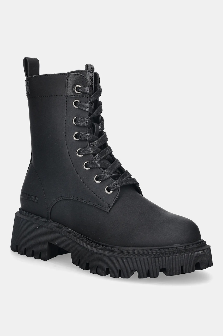 Napapijri bocanci F4LIORN01/SIN culoarea negru, cu toc plat, NP0A4IKECO 041