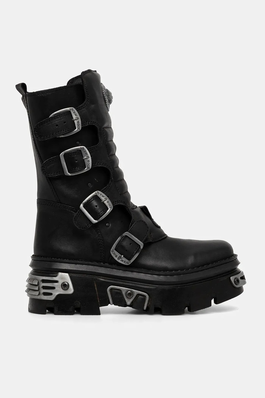Кожаные полусапоги New Rock CRUST NEGRO REACTOR CASCO TOBERAS цвет чёрный на платформе M-WALL373N-C1