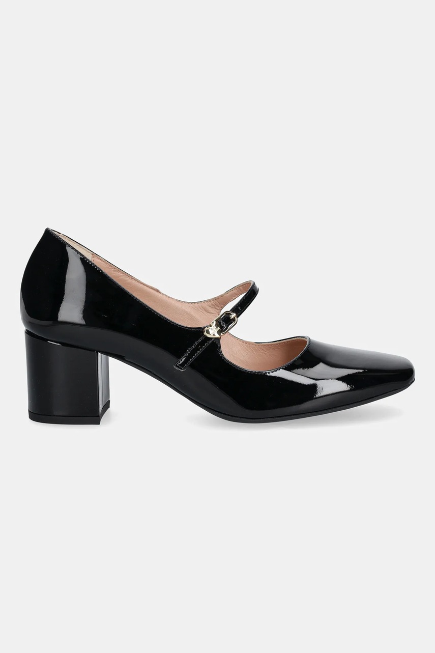 Кожаные туфли Love Moschino цвет чёрный каблук кирпичик JA10385G1NIH0000