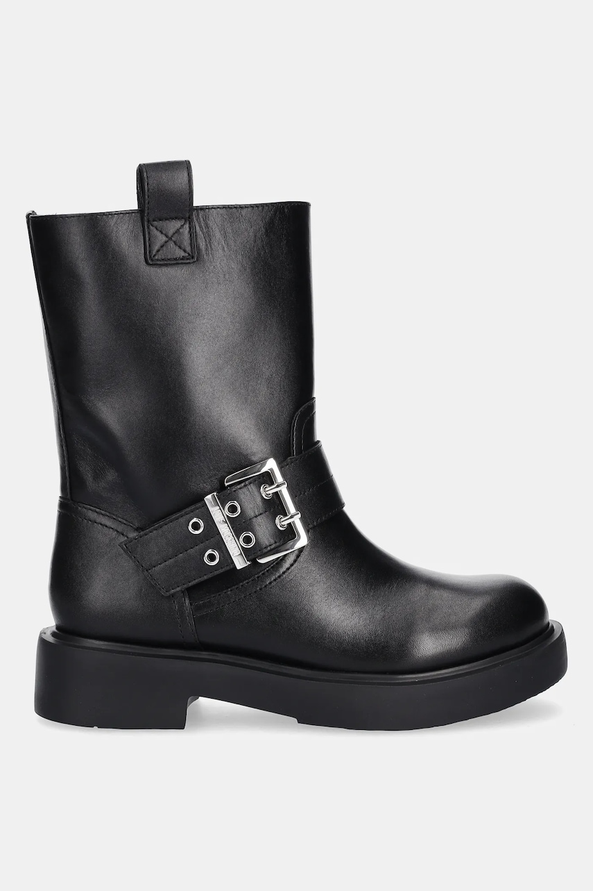 Кожаные полусапожки Love Moschino цвет чёрный на плоском ходу JA24064G1NIA000A Кожаные полусапожки Love Moschino цвет чёрный на плоском ходу JA24064G1NIA000A