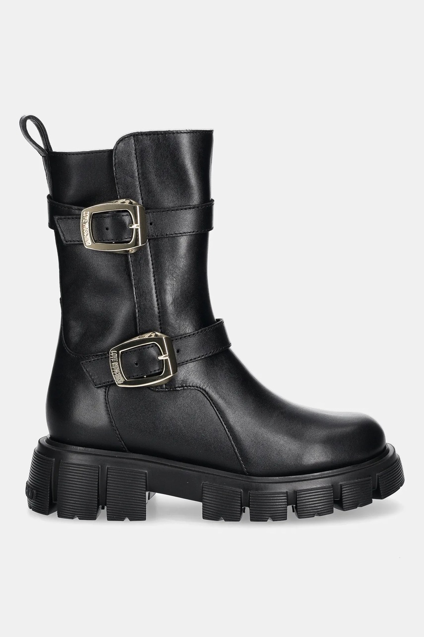 Кожаные полусапожки Love Moschino цвет чёрный на платформе JA24095G1NIA0000 Кожаные полусапожки Love Moschino цвет чёрный на платформе JA24095G1NIA0000