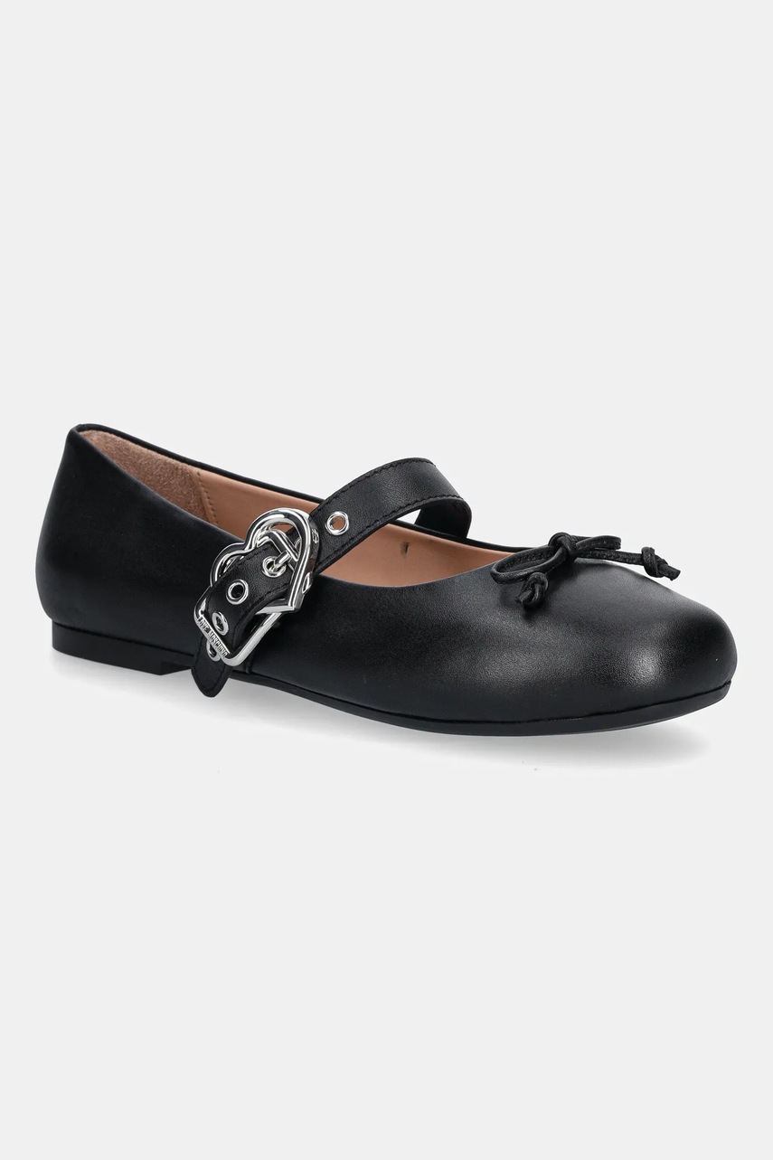 Love Moschino balerini de piele culoarea negru, JA11091G1NIE000A