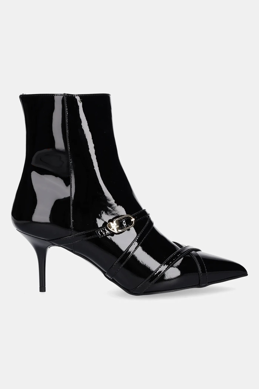 Кожаные полусапожки Love Moschino цвет чёрный на шпильке JA21047G1NIH0000