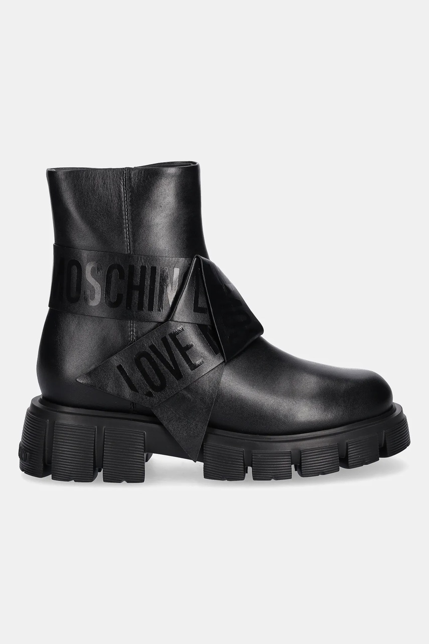 Кожаные полусапожки Love Moschino цвет чёрный на платформе JA24115G1NIAX000