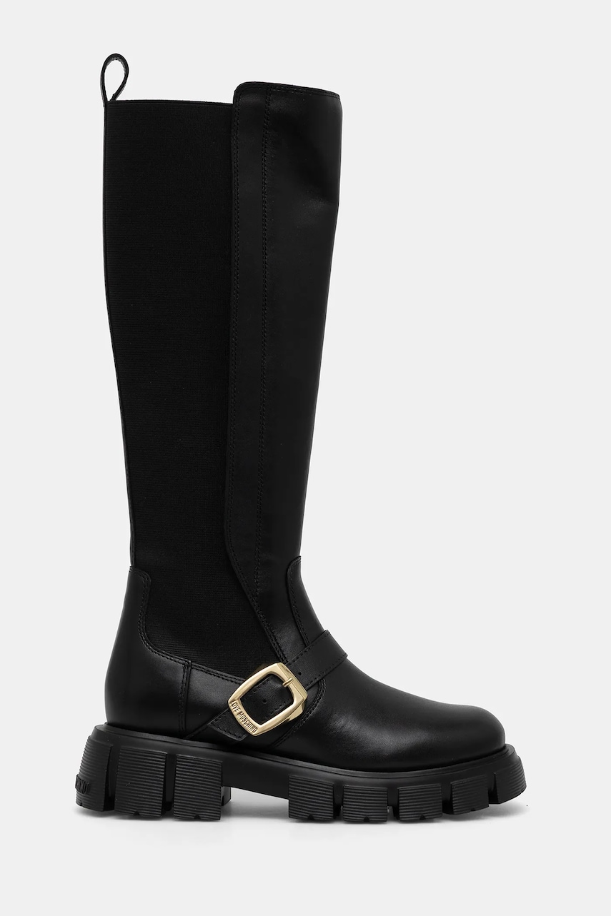 Сапоги Love Moschino цвет чёрный на плоском ходу JA26015G1NIA0000 Сапоги Love Moschino цвет чёрный на плоском ходу JA26015G1NIA0000