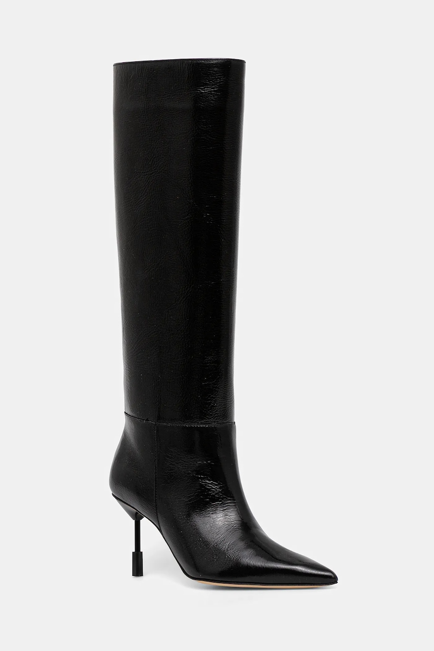 MSGM ghete de piele culoarea negru, cu toc cui, 3941MDS954 818
