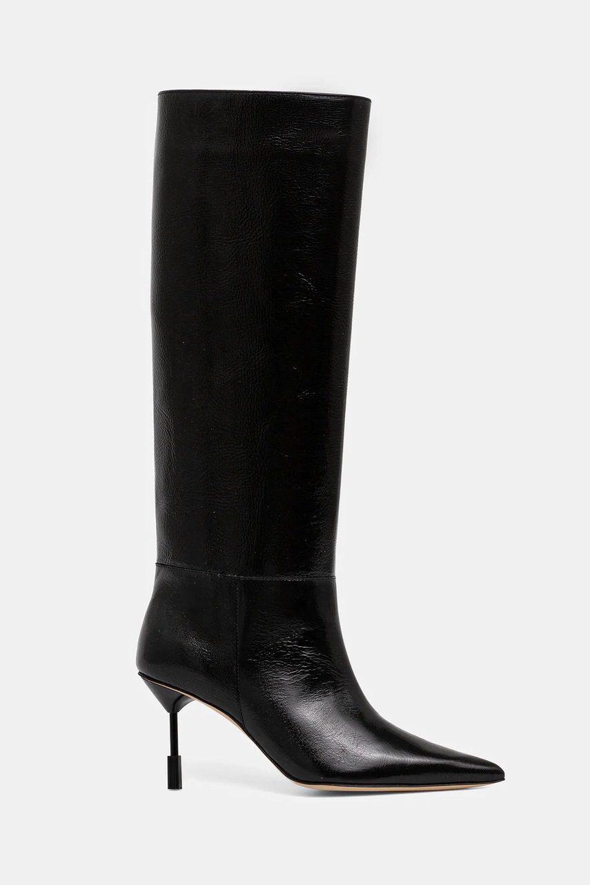 Кожаные сапоги MSGM цвет чёрный на шпильке 3941MDS954 818