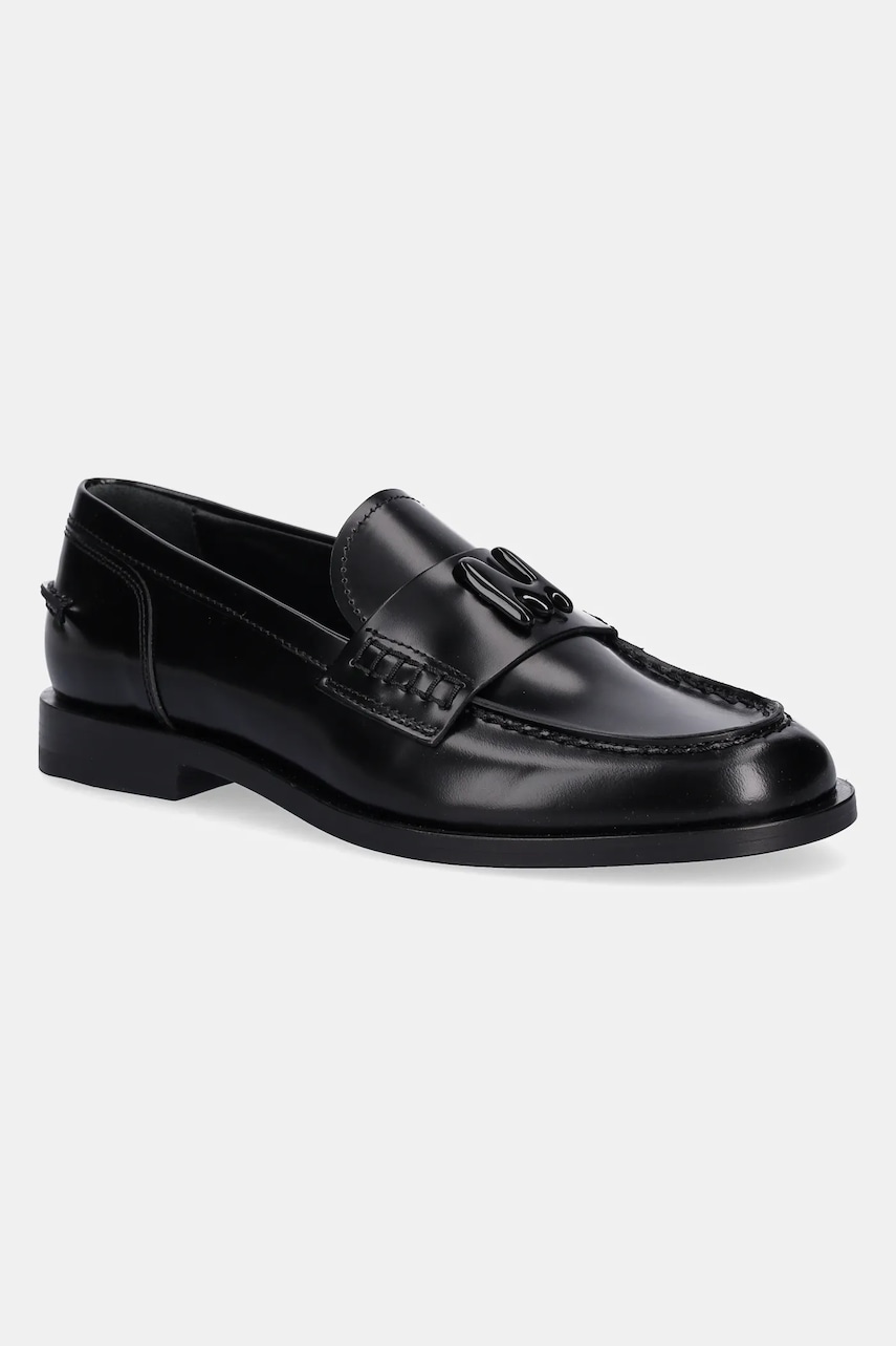 MSGM mocasini de piele culoarea negru, cu toc plat, 3941MDS152 954