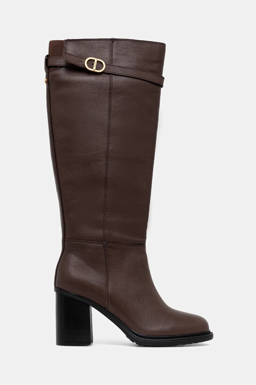 Кожаные сапоги Aldo CURCULIOS цвет коричневый каблук кирпичик 14114968