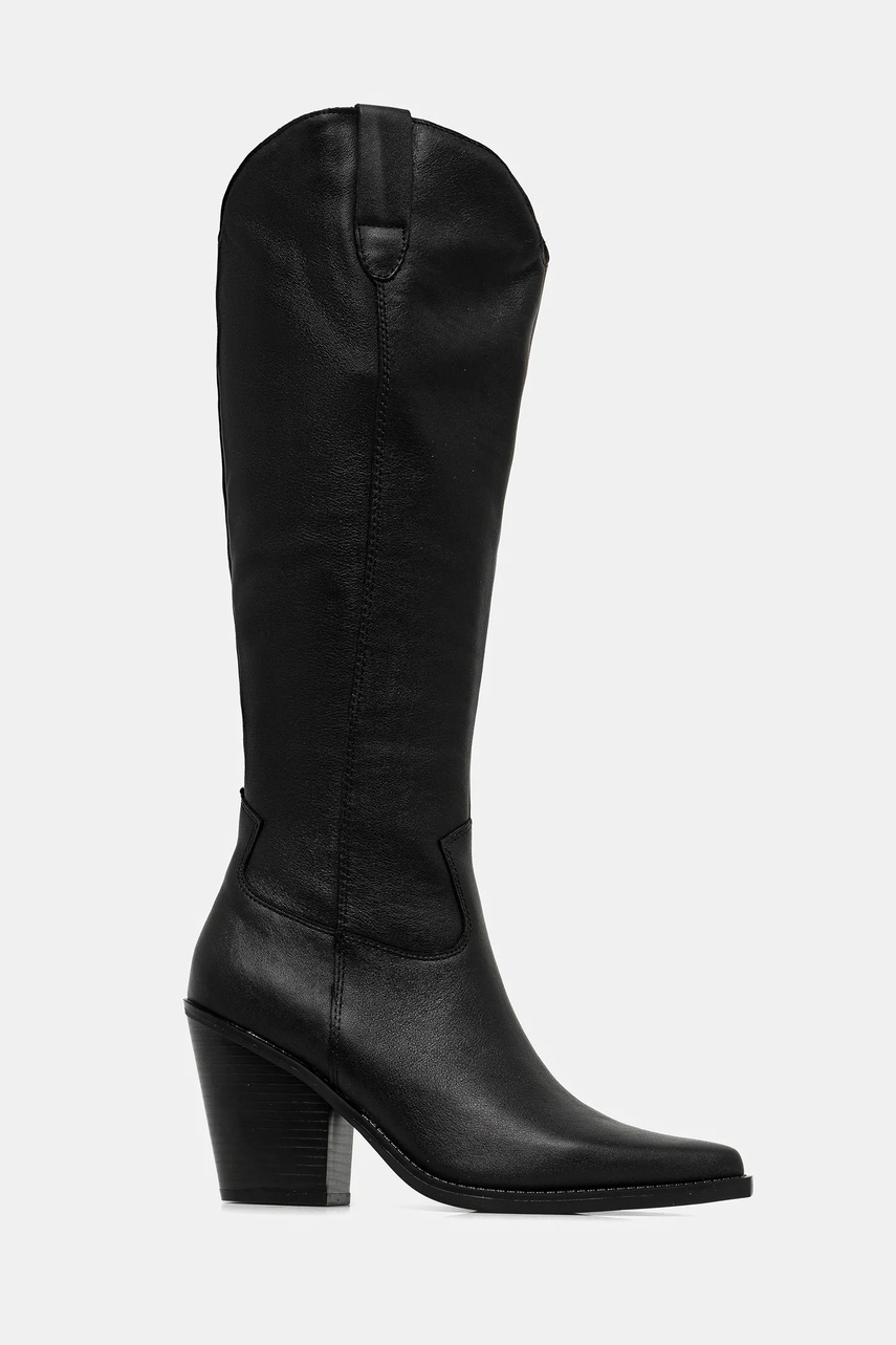 Кожаные сапоги Aldo NEVADA цвет чёрный каблук кирпичик 13672021