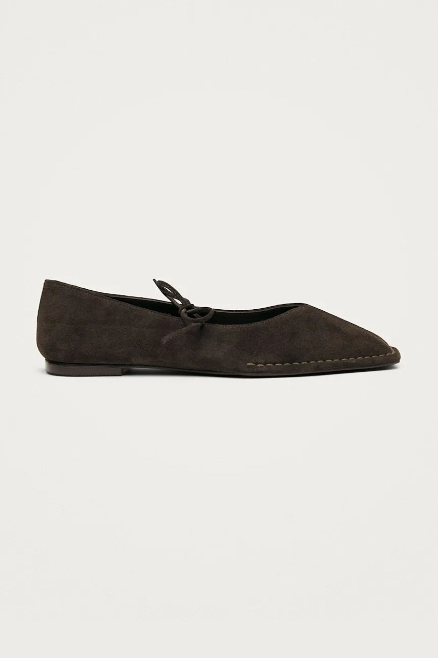 Alohas balerini din piele întoarsă Sway culoarea maro, S100946-01