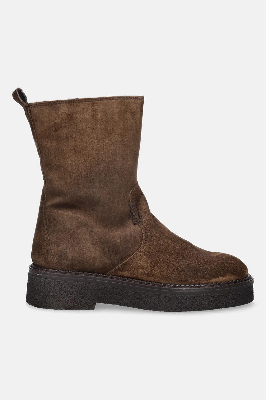 Замшевые ботинки Billi Bi цвет коричневый на плоском ходу слегка утеплённый A9122 555