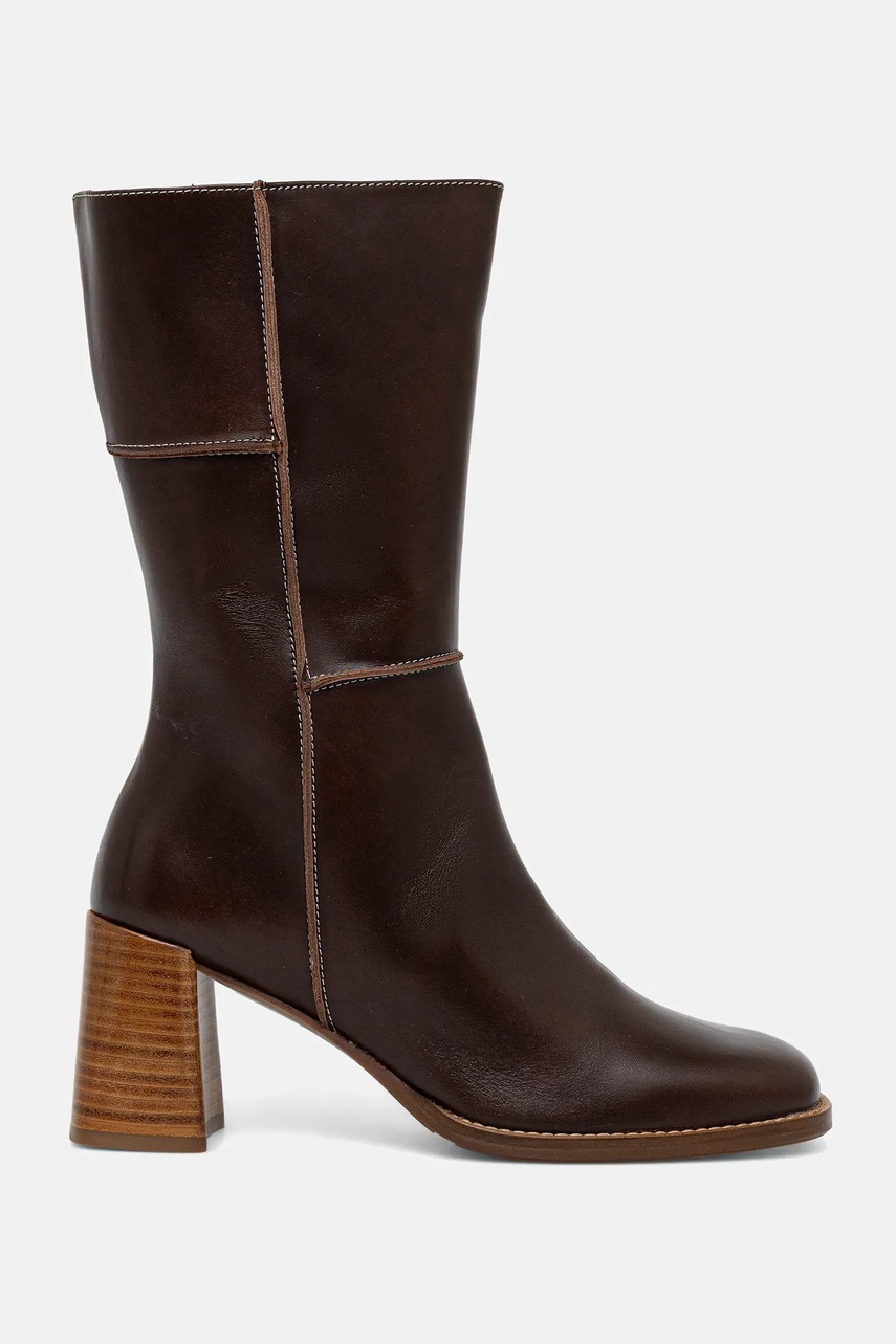 Кожаные полусапожки Billi Bi цвет коричневый каблук кирпичик A9295 886