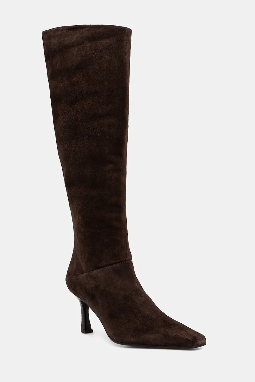 Billi Bi cizme din piele întoarsă culoarea maro, cu toc cui, A9371 556