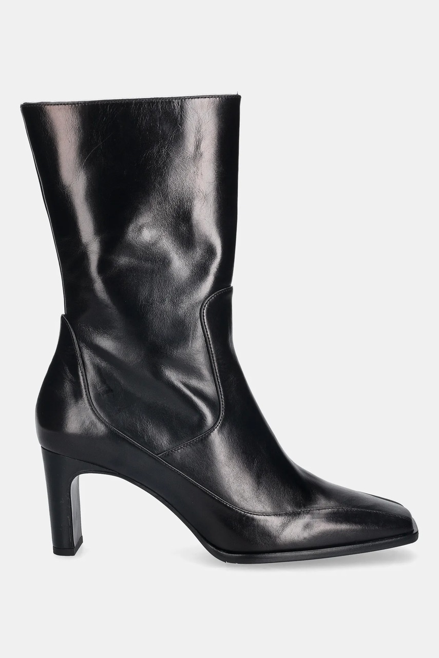 Кожаные полусапожки Billi Bi цвет чёрный каблук кирпичик A9380 80