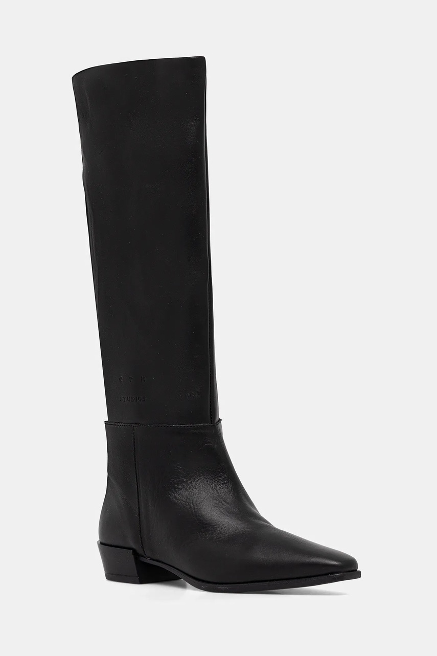 Copenhagen ghete de piele culoarea negru, cu toc plat, CPH295 leather