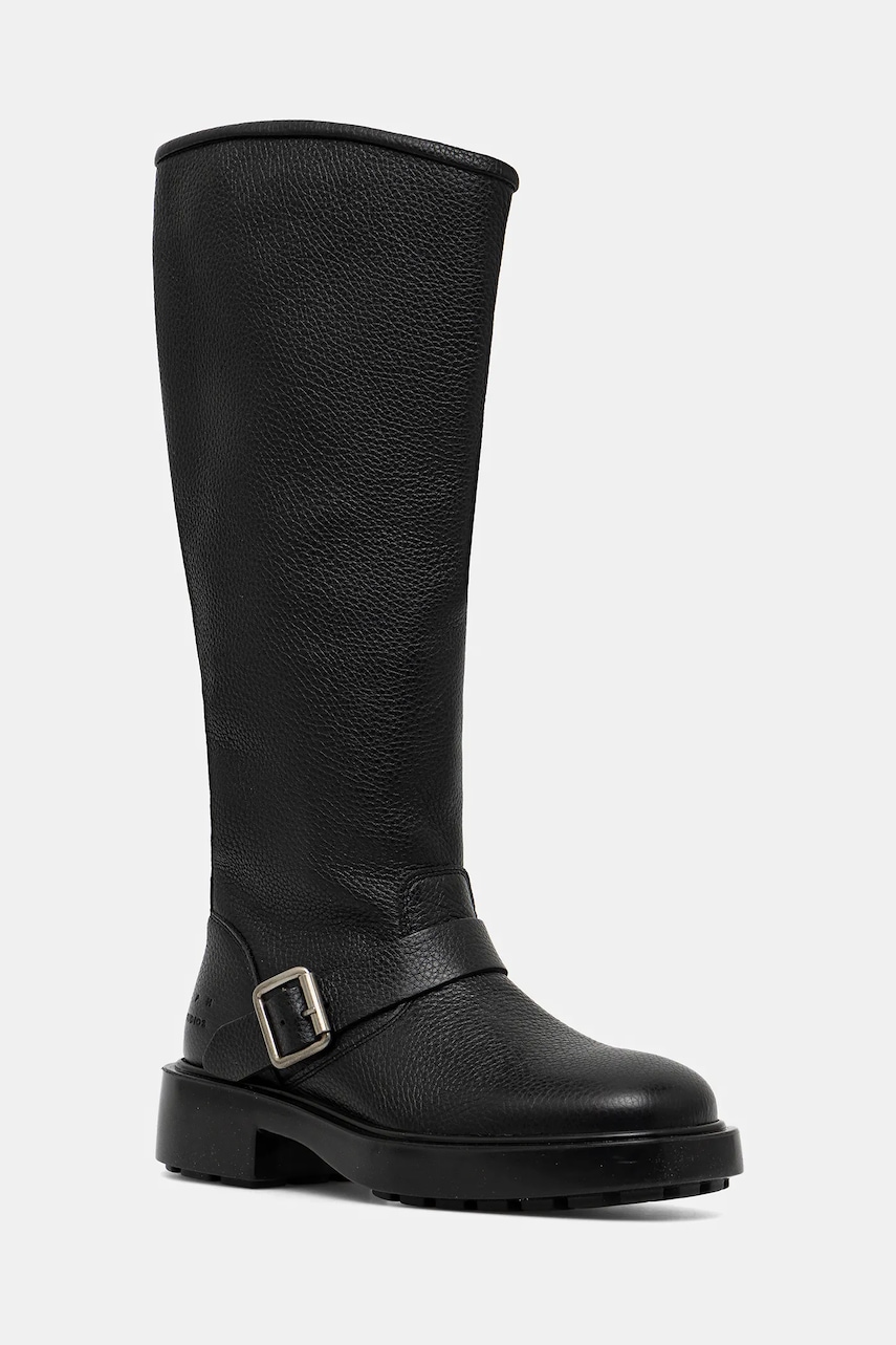 Copenhagen ghete de piele culoarea negru, cu toc plat, CPH441 leather