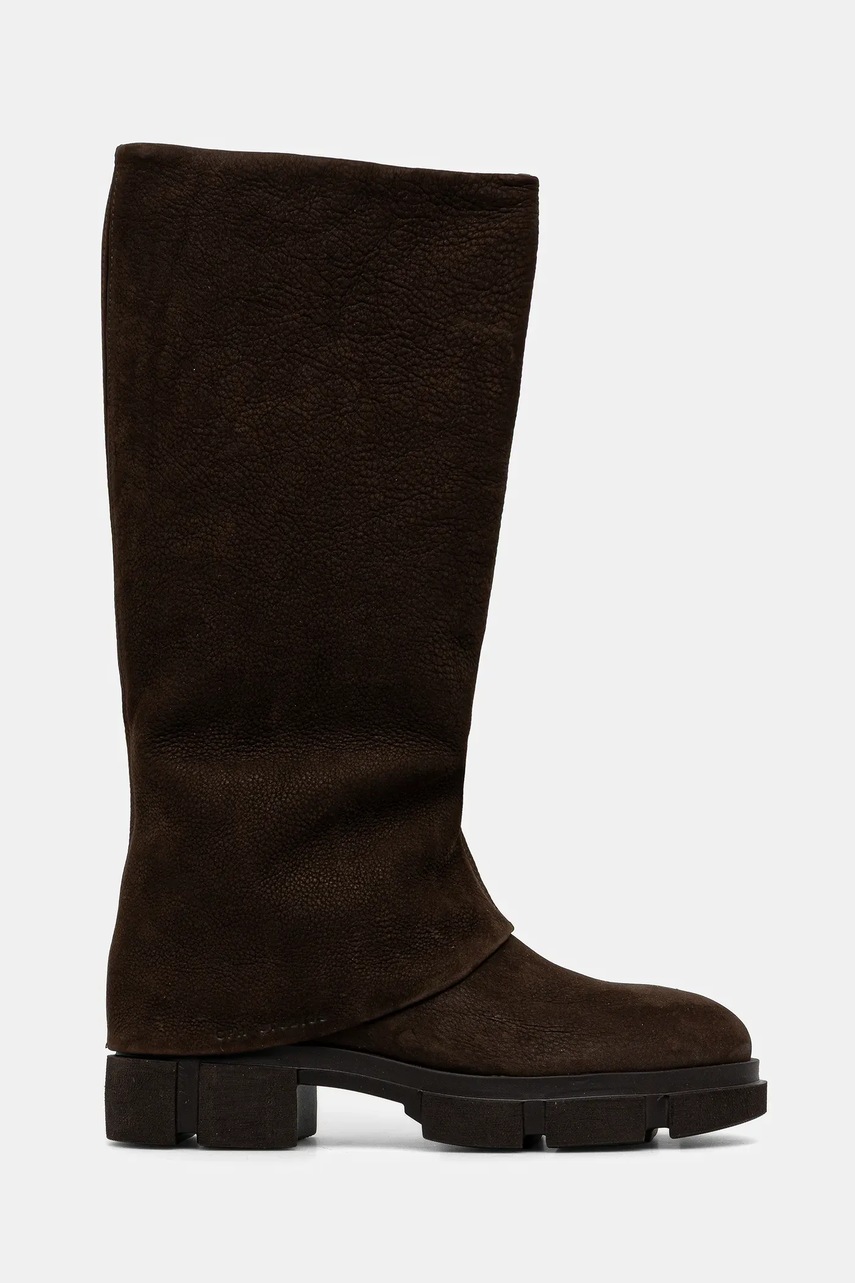 Сапоги из нубука Copenhagen цвет коричневый на плоском каблуке CPH554 nabuc