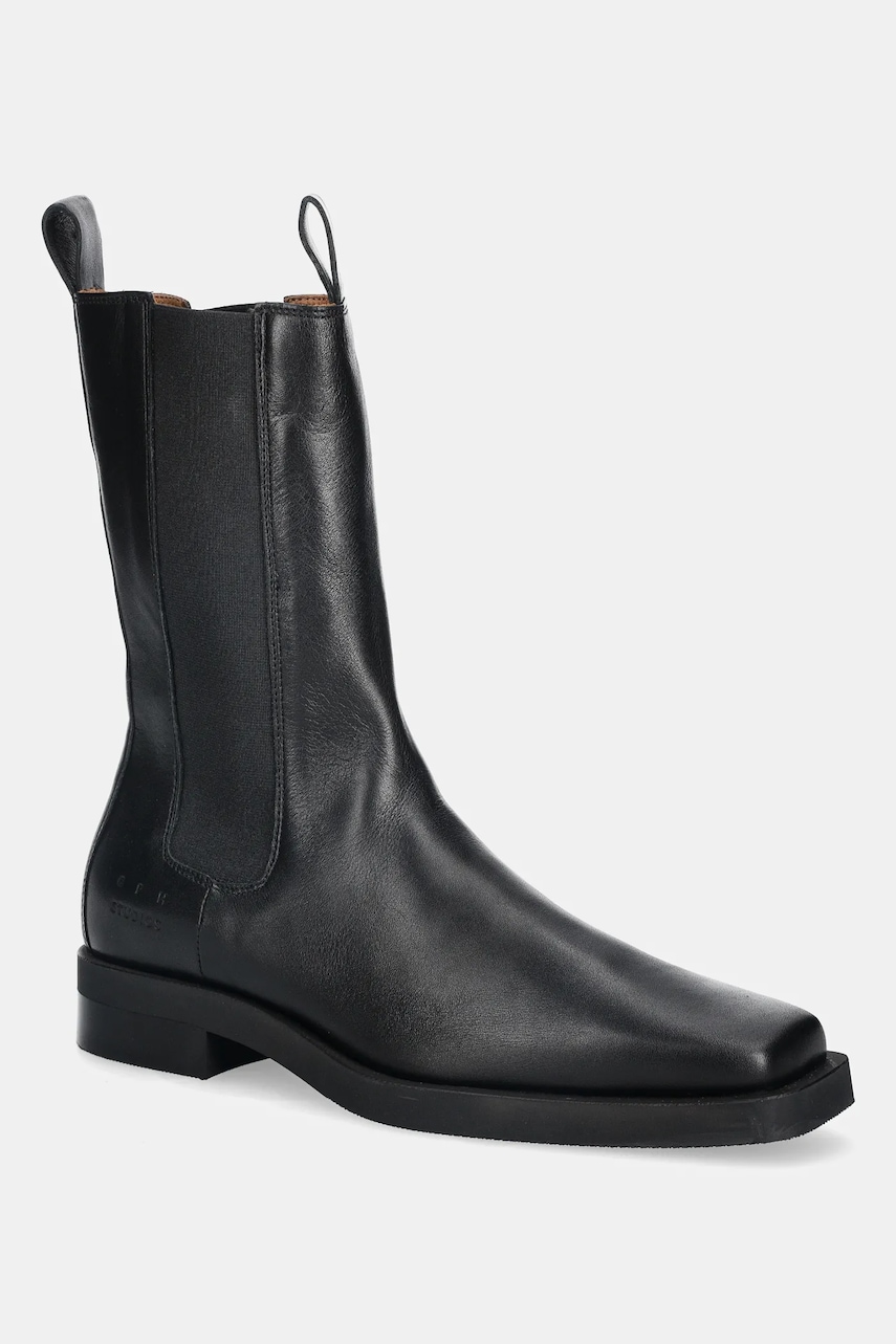Levně Kožené kotníkové boty Copenhagen dámské, černá barva, na plochém podpatku, CPH747 leather