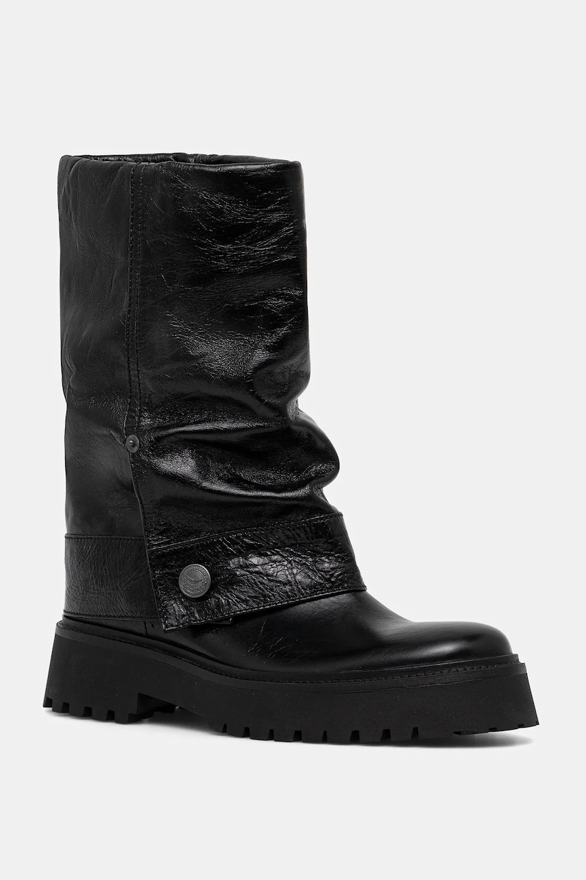 ZADIG&VOLTAIRE cizme de piele Angie culoarea negru, cu toc plat, SWCT02058