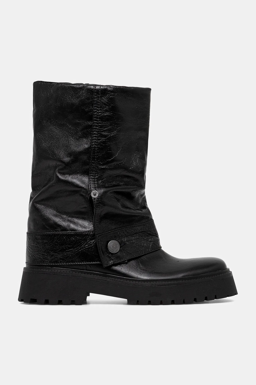 Кожаные полусапожки ZADIG&VOLTAIRE Angie цвет чёрный на плоском ходу SWCT02058