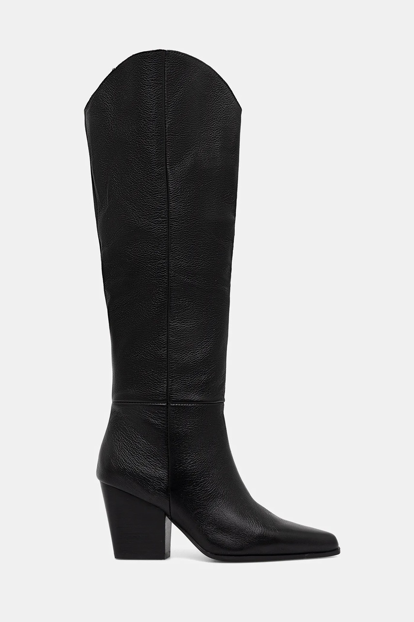 Кожаные сапоги Aldo KAELY цвет чёрный каблук кирпичик 14100202