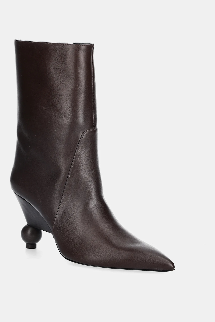 Weekend Max Mara cizme de piele Rollio culoarea maro, cu toc drept, 2525796055600
