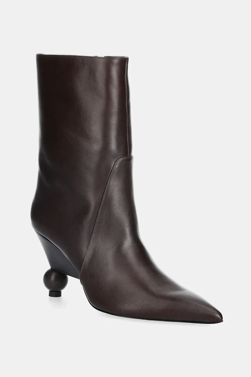 Weekend Max Mara cizme de piele Rollio culoarea maro, cu toc drept, 2525796055600