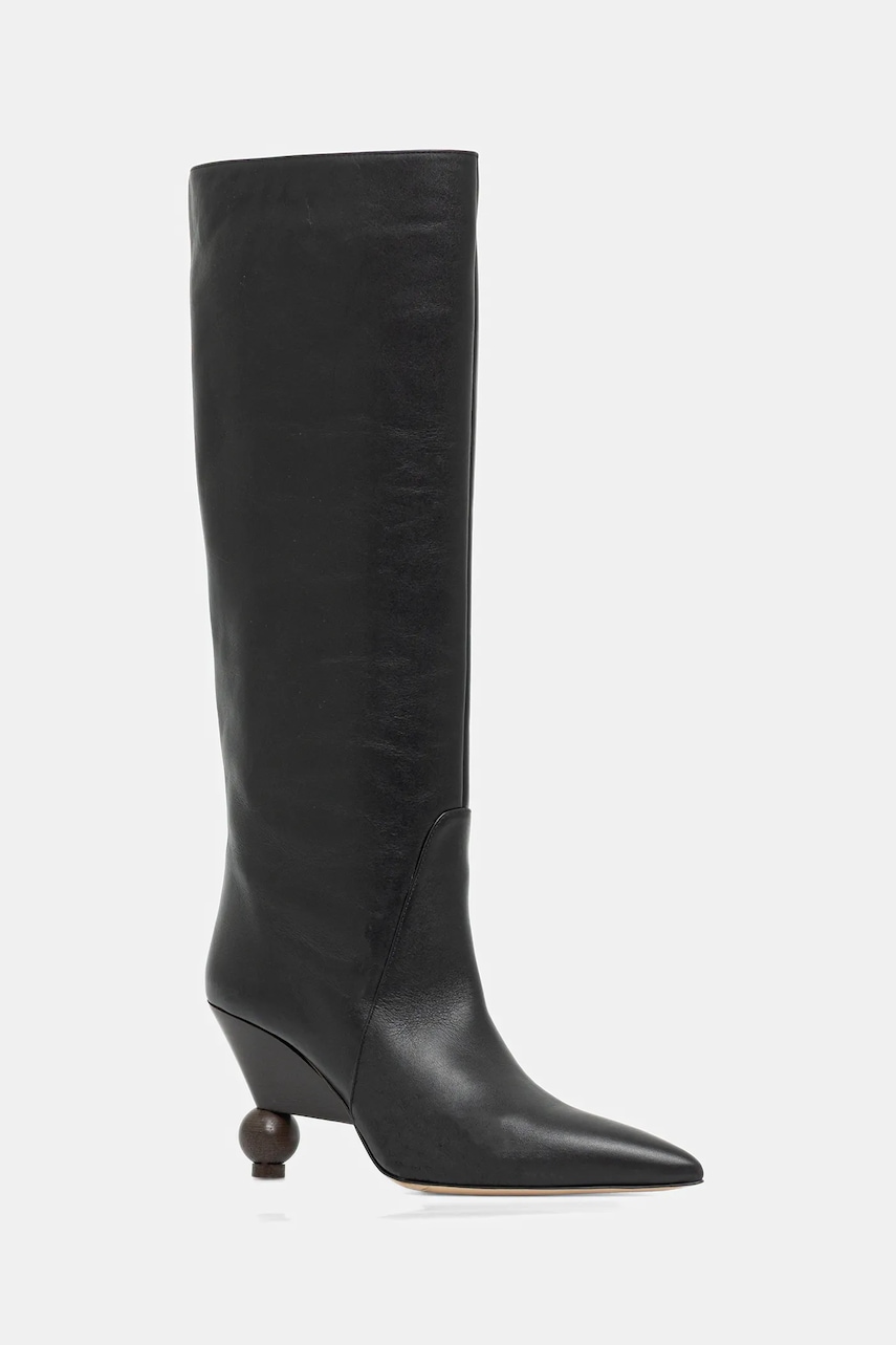 Weekend Max Mara ghete de piele Tasca culoarea negru, cu toc drept, 2525796075600