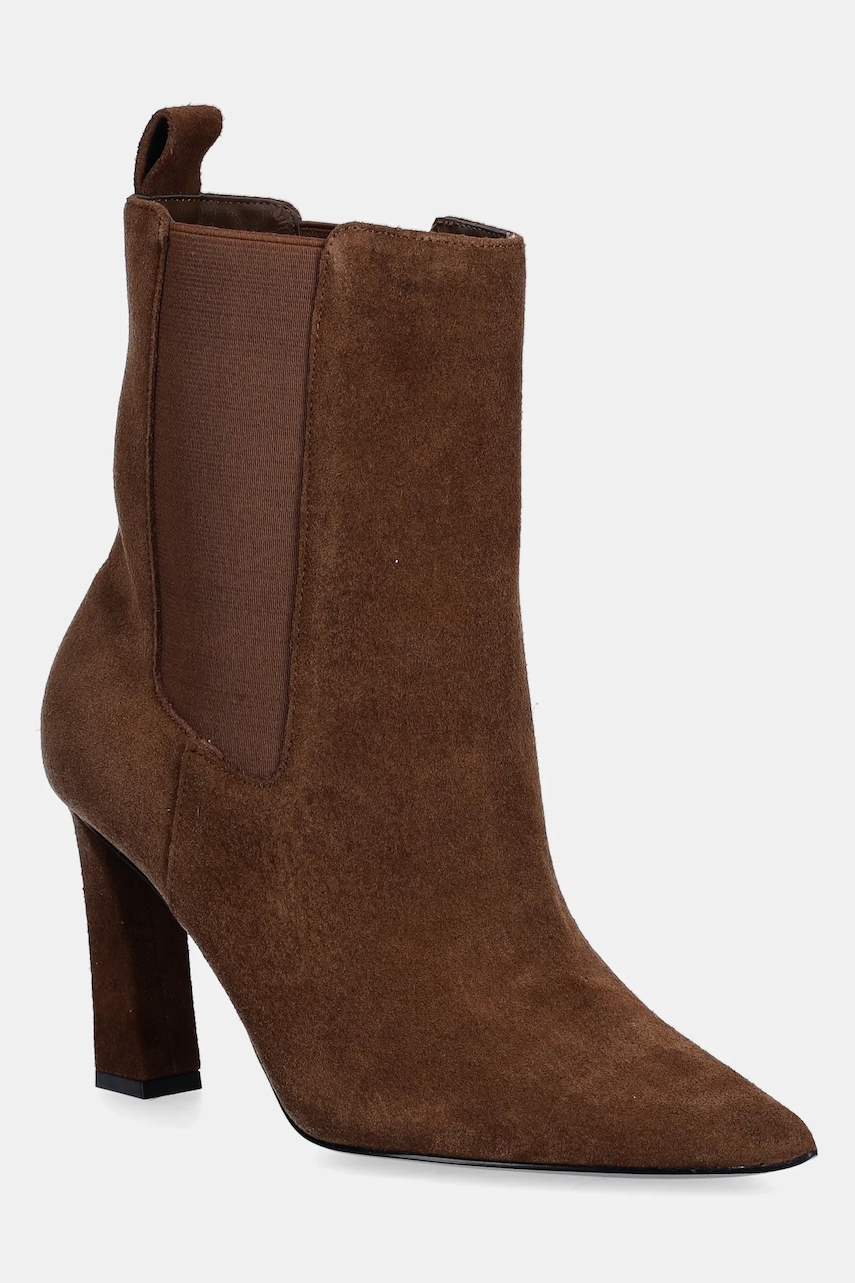 Aldo botine din piele intoarsa LIORA culoarea maro, cu toc drept, 14147558