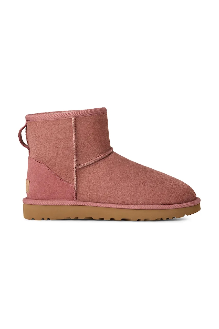 UGG cizme de zăpadă din piele întoarsă Classic Mini II culoarea roz, 1016222.PDW
