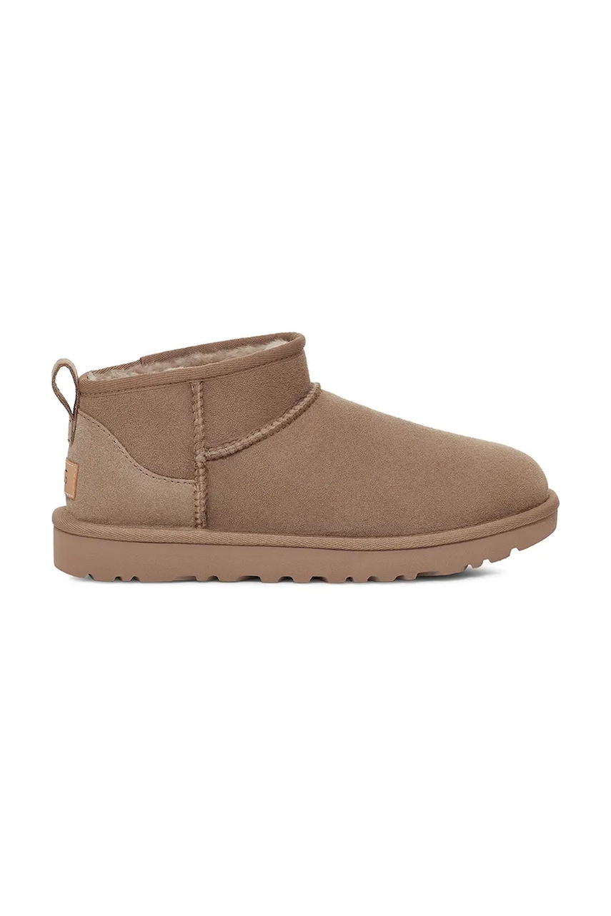 UGG cizme de zăpadă din piele întoarsă Classic Ultra Mini culoarea bej, 1116109.CRBO