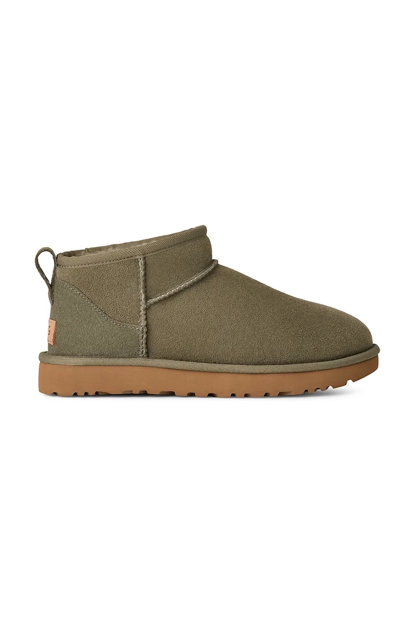 UGG cizme de zăpadă din piele întoarsă Classic Ultra Mini culoarea verde, 1116109.MMP