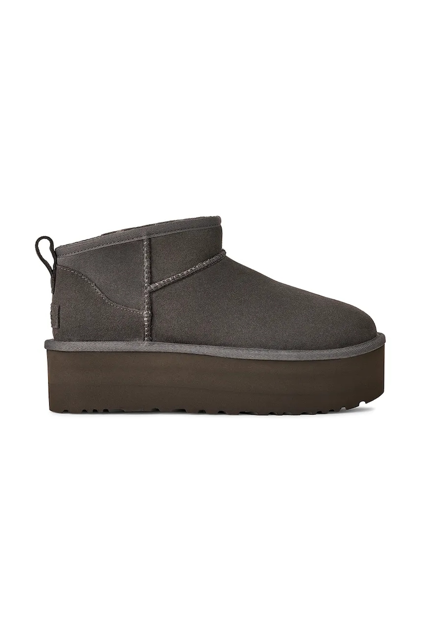UGG cizme de zăpadă din piele întoarsă Classic Ultra Mini Platform culoarea gri, 1135092.CHRC
