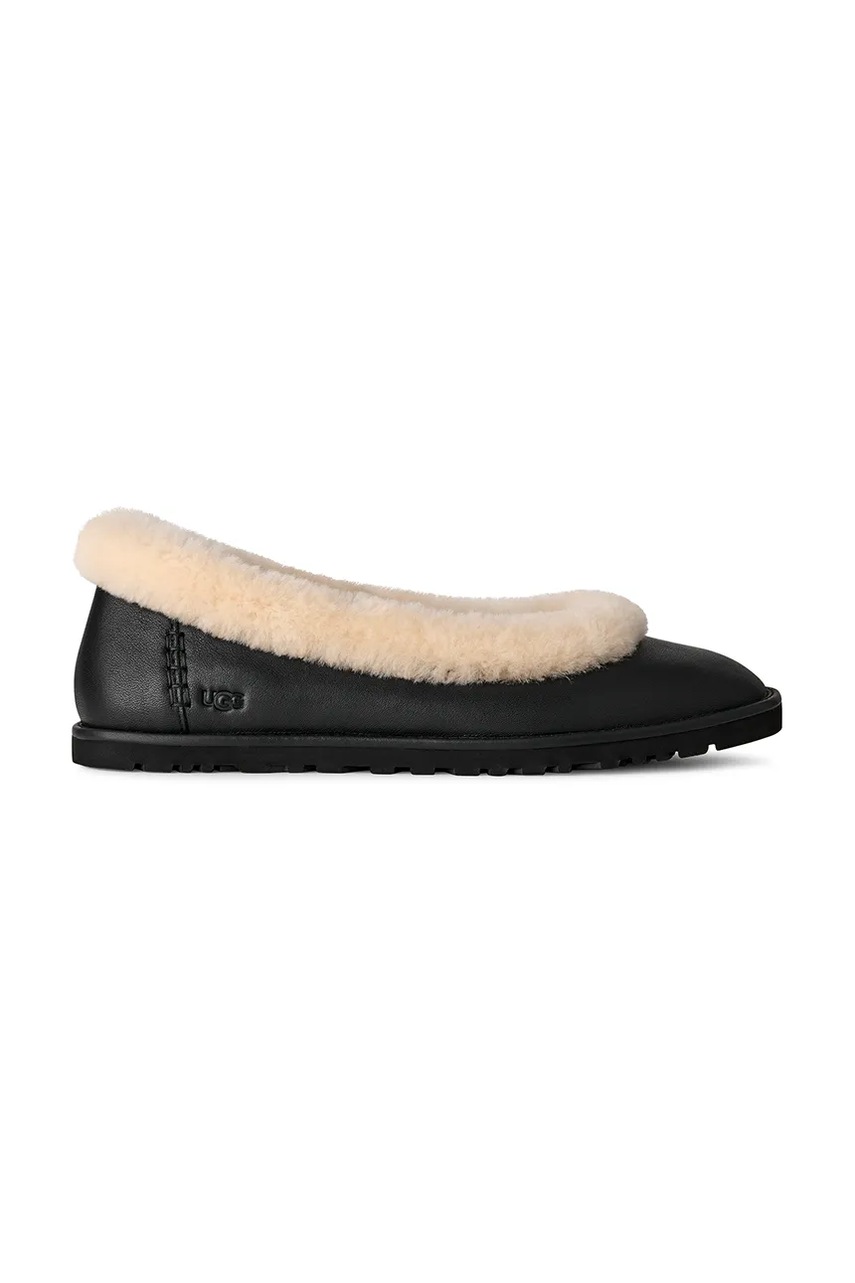 UGG balerini de piele Zora Leather Ballet Flat culoarea negru, 1178450.BLK