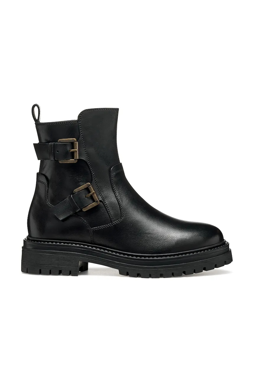 Geox cizme de piele D IRIDEA culoarea negru, cu toc plat, D36HRC 00043 C9999