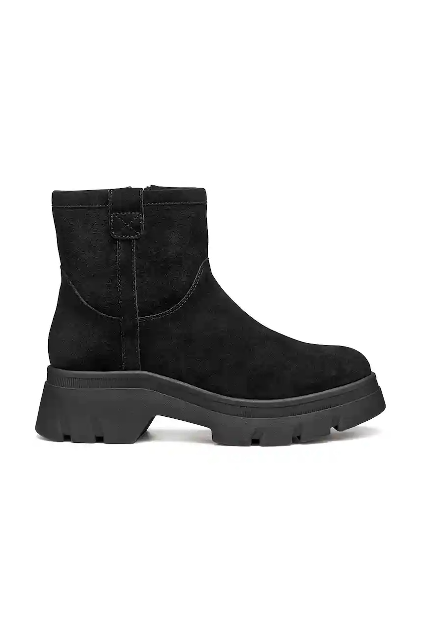 Geox cizme din piele întoarsă D PLUETTE culoarea negru, cu platforma, izolare usoara, D565MA 00022 C9999