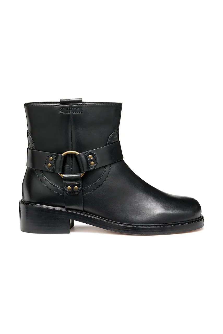 Geox cizme de piele D NALVIA culoarea negru, cu toc plat, D565QB 000FF C9999