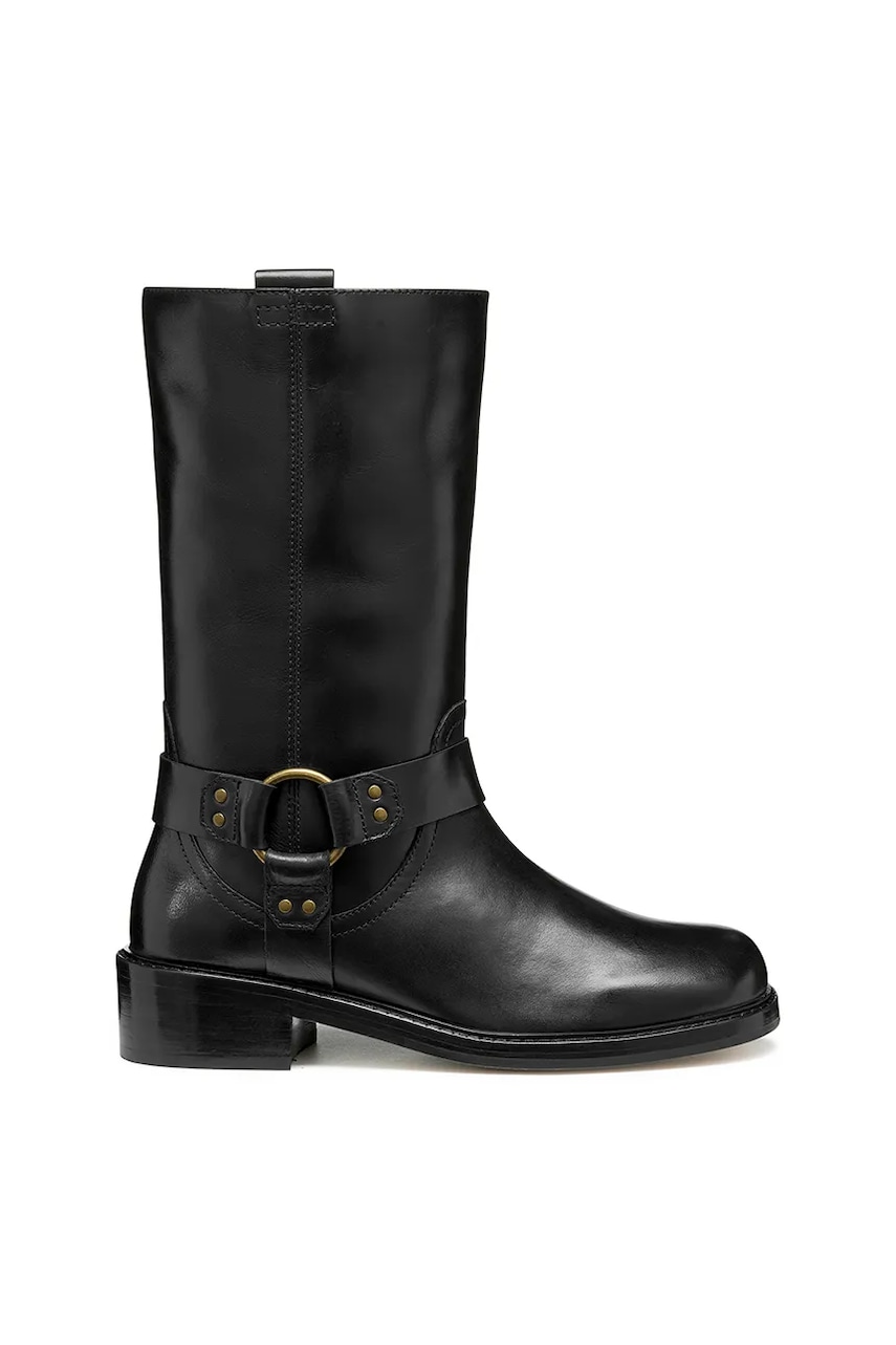 Geox cizme de piele D NALVIA culoarea negru, cu toc plat, D565QC 000FF C9999