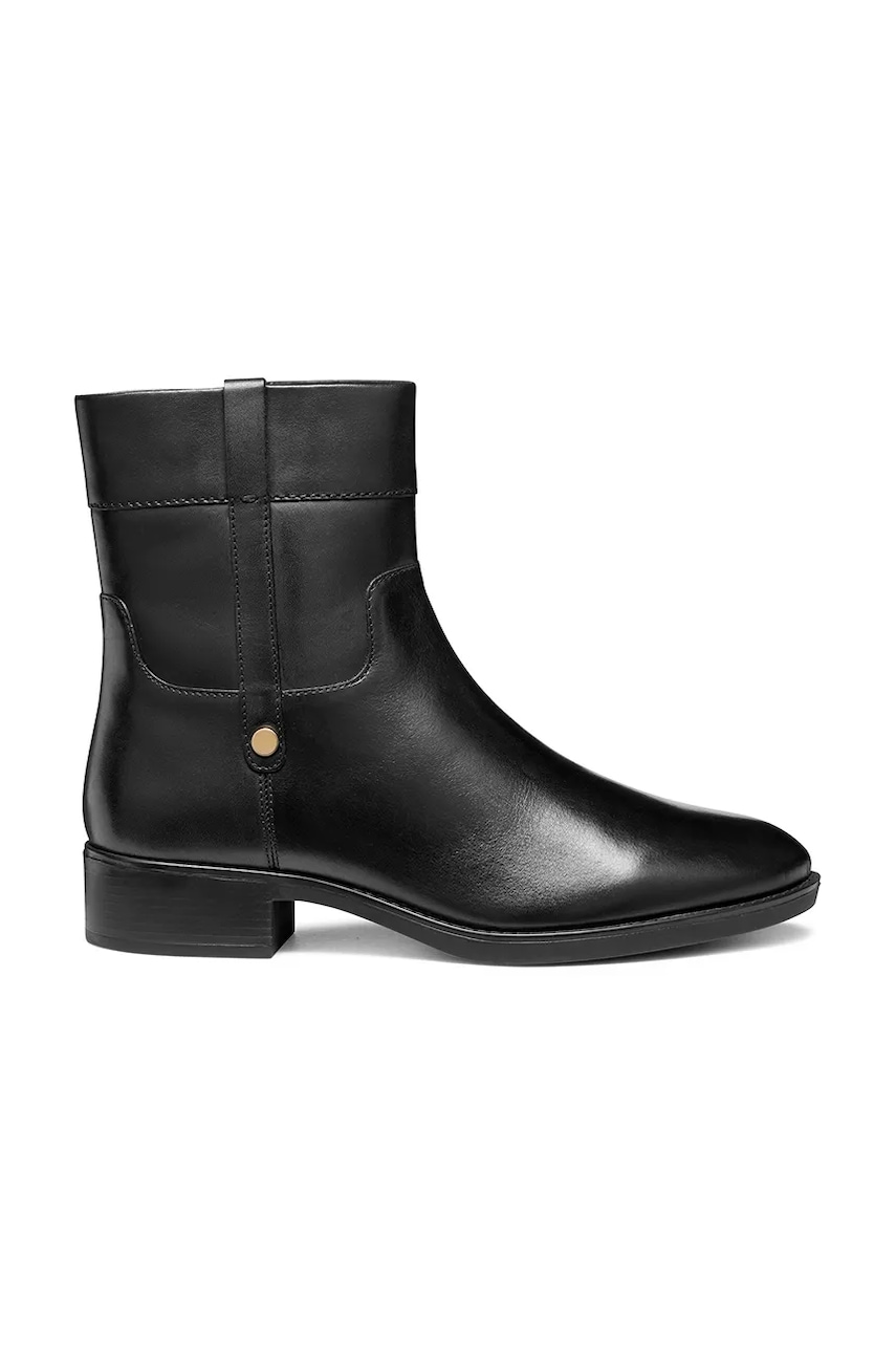 Geox cizme de piele D FELICITY culoarea negru, cu toc plat, D56G1A 00043 C9999